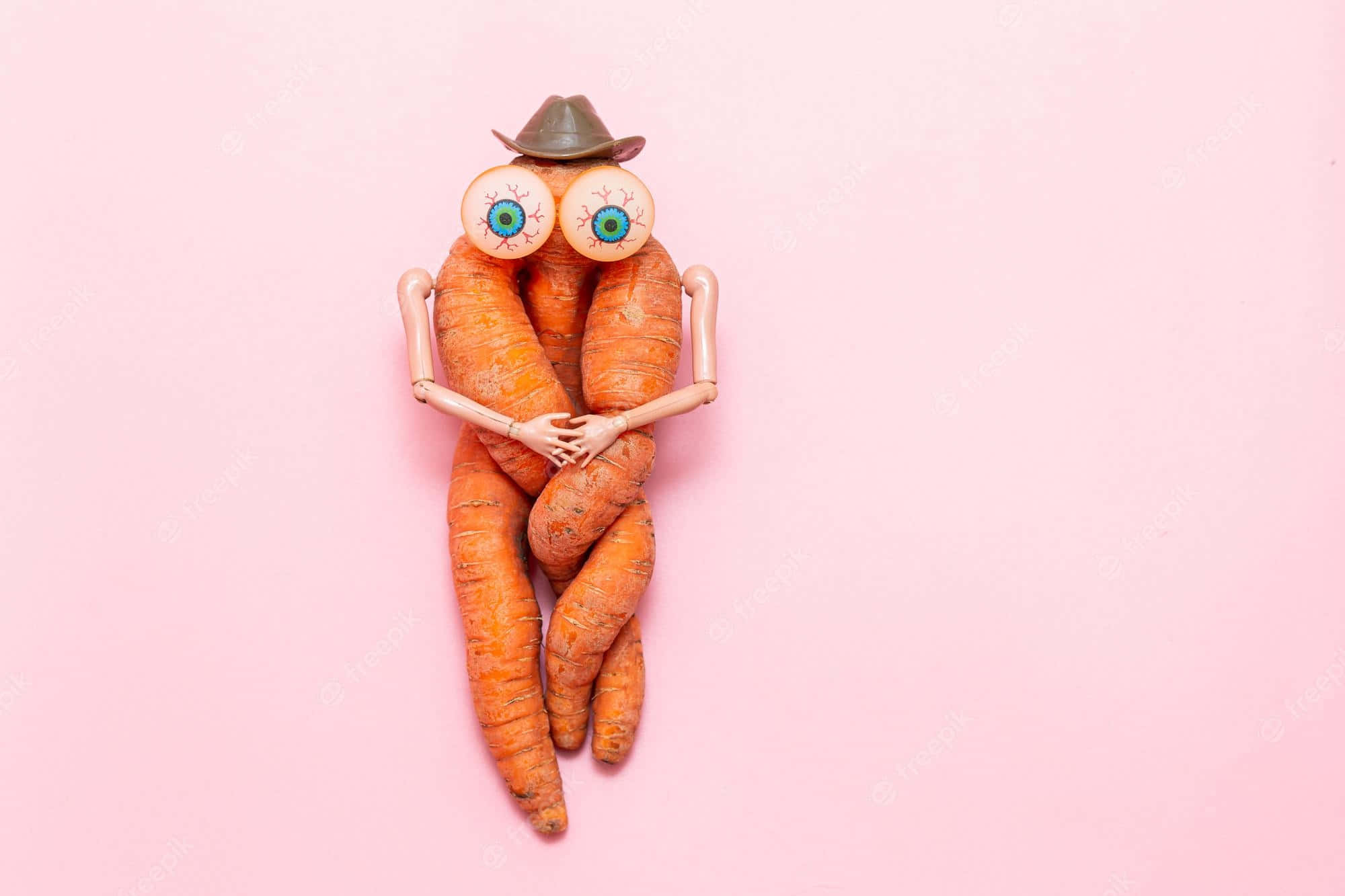 ugly funny carrot, pink, googly eyes, Full HD Desktop Wallpaper