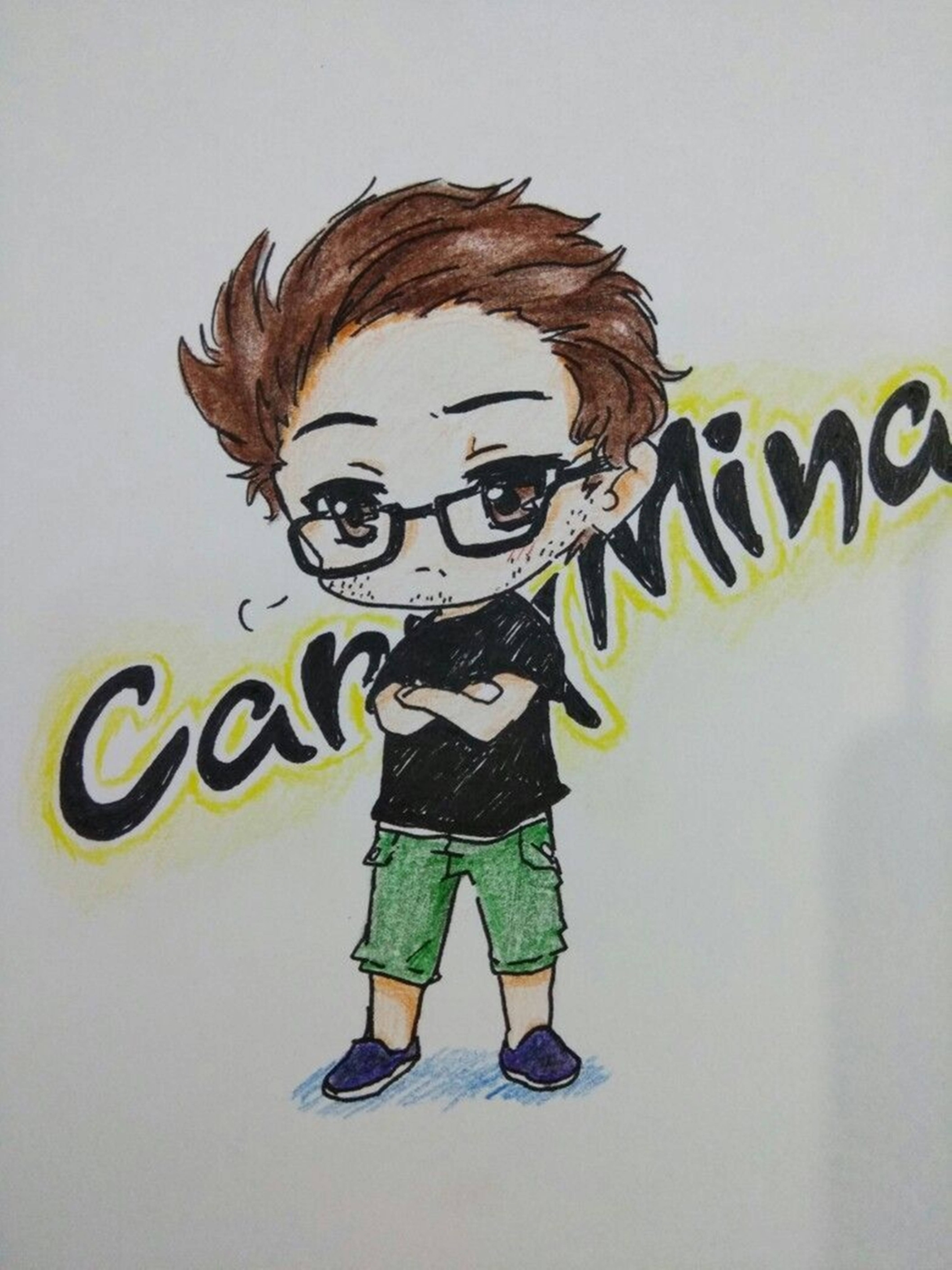 Carryminati, chibi anime boy, glasses, 5K Phone Wallpaper