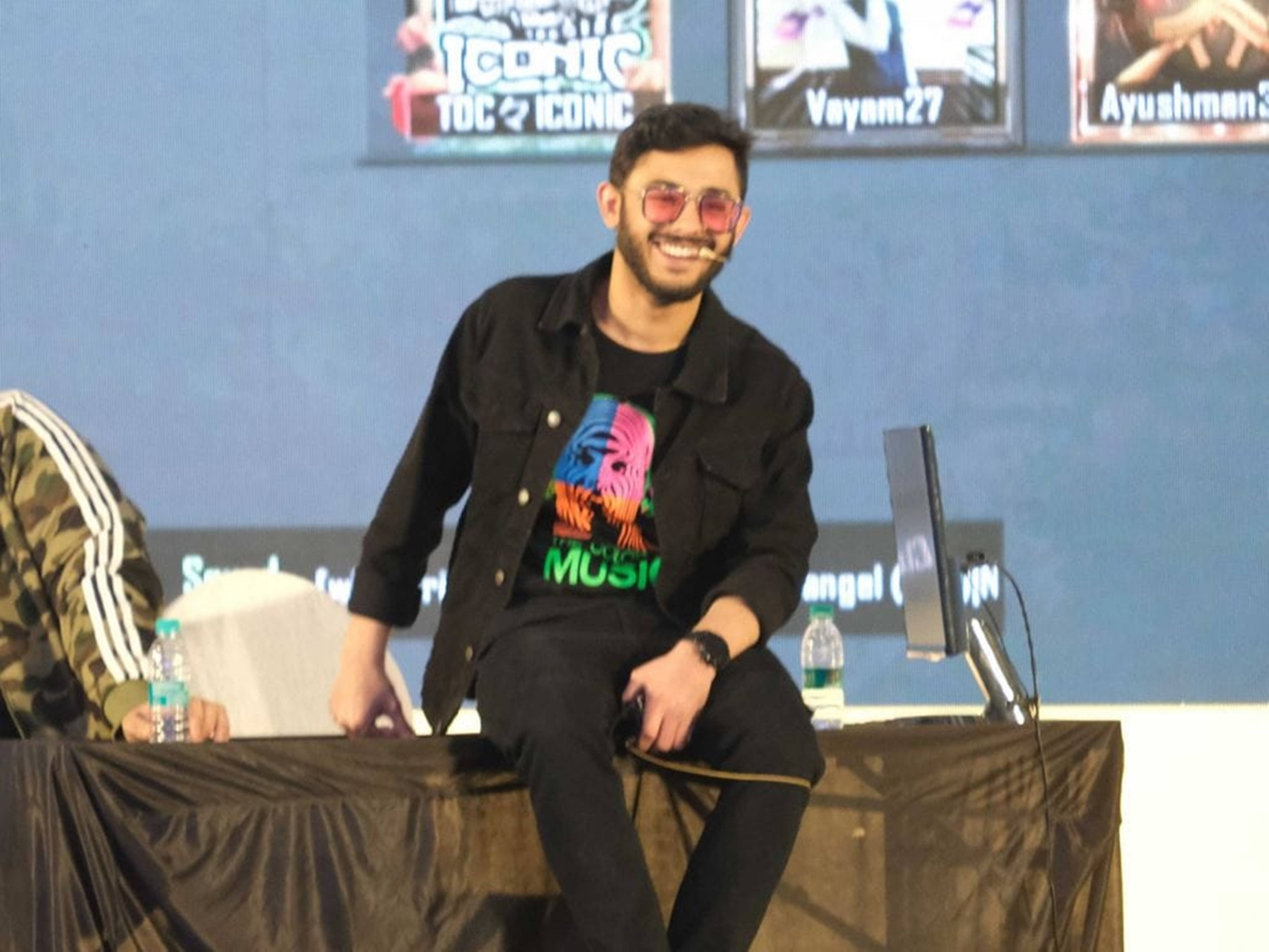 Carryminati, pink sunglasses, black jacket, 5K Desktop Wallpaper