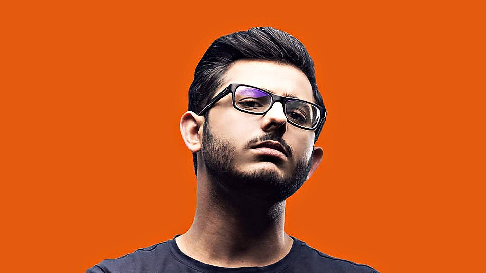 Carryminati, orange background, glasses, Full HD Desktop Wallpaper