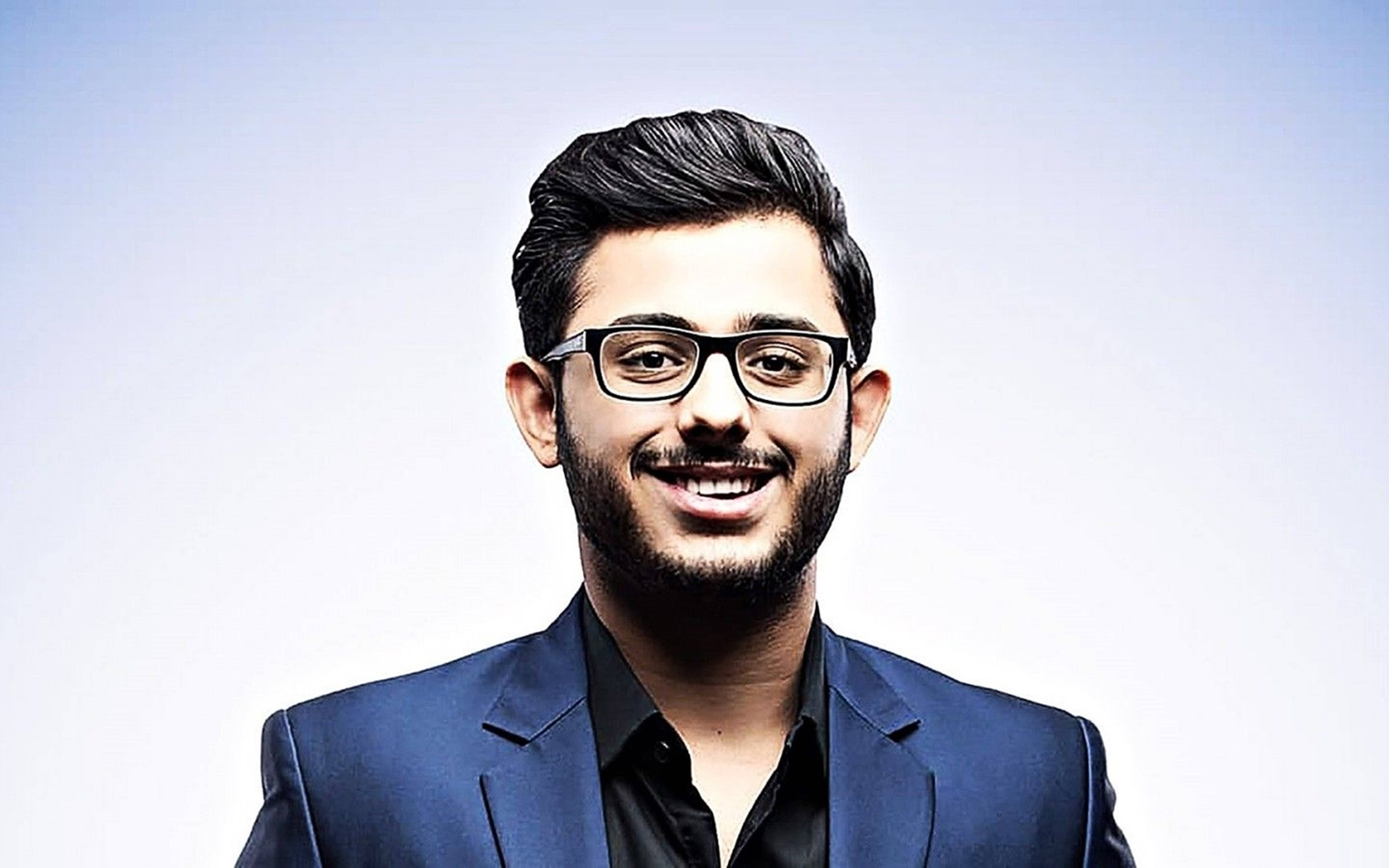 Carryminati, blue suit, glasses, 5K Desktop Wallpaper