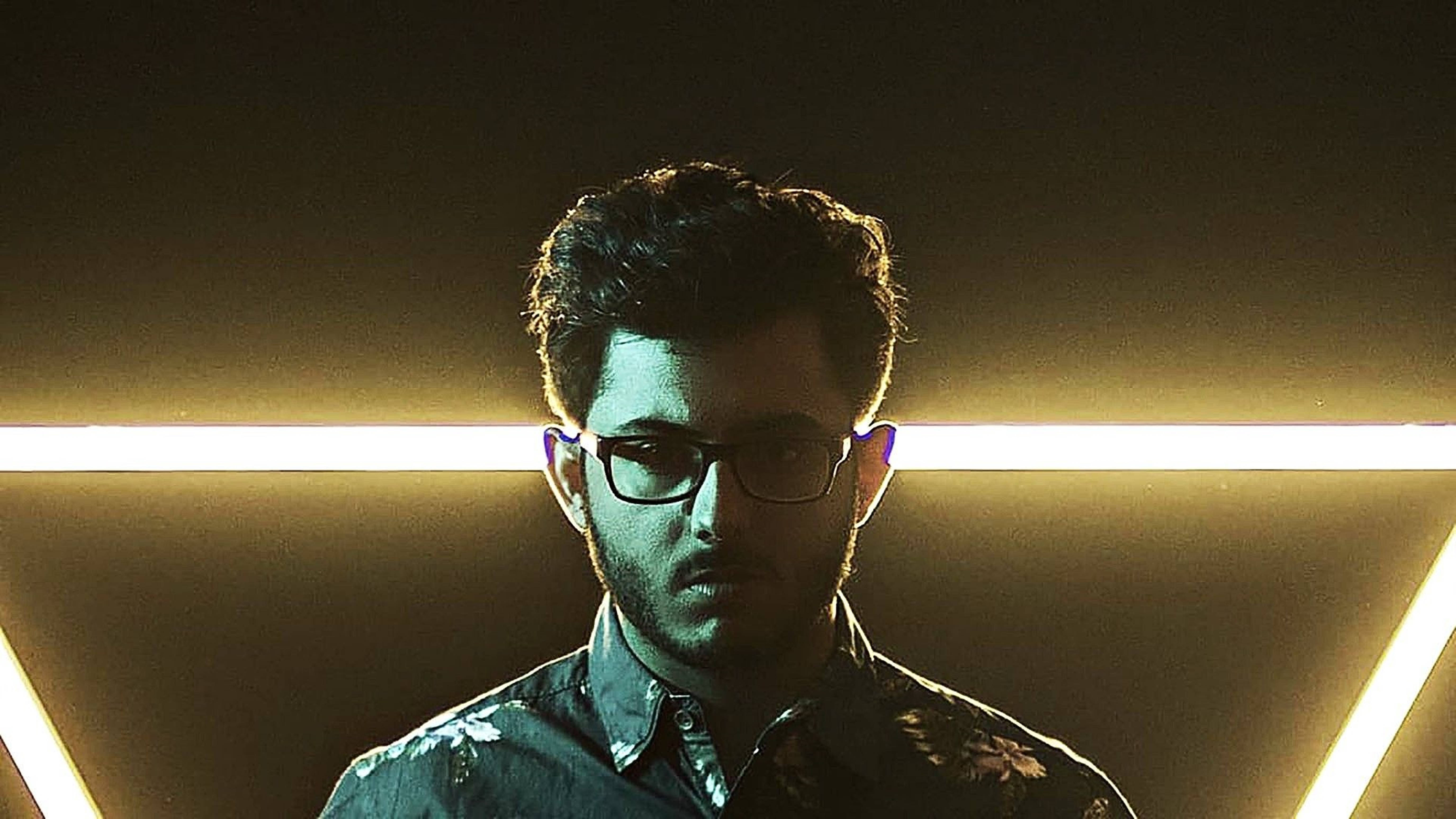 Carryminati, neon lights, dark room, 5K Desktop Wallpaper