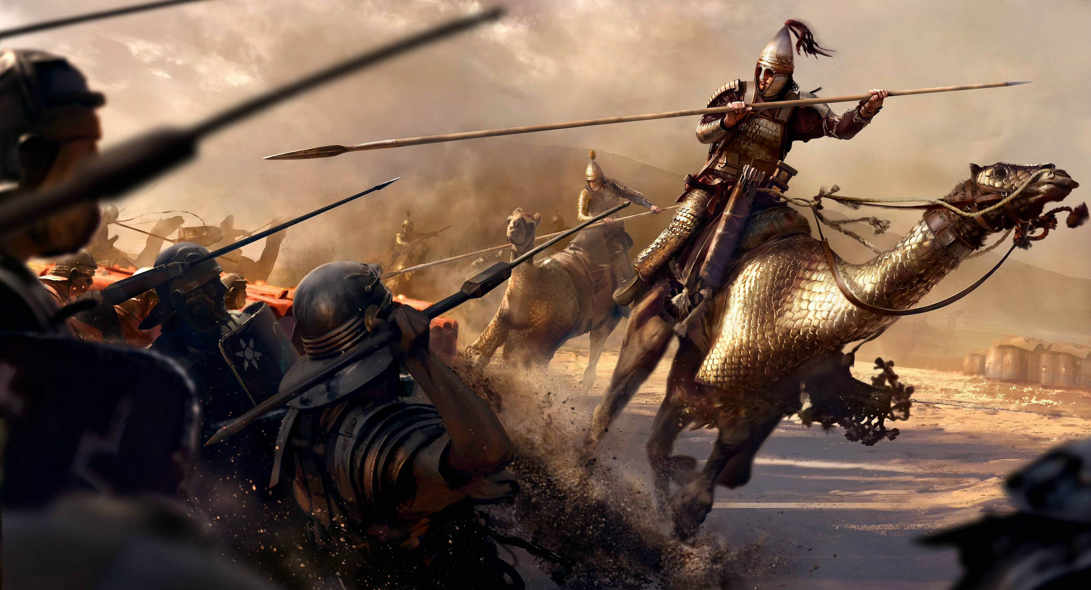 Carthage, soldiers, camels, 2K Desktop Wallpaper