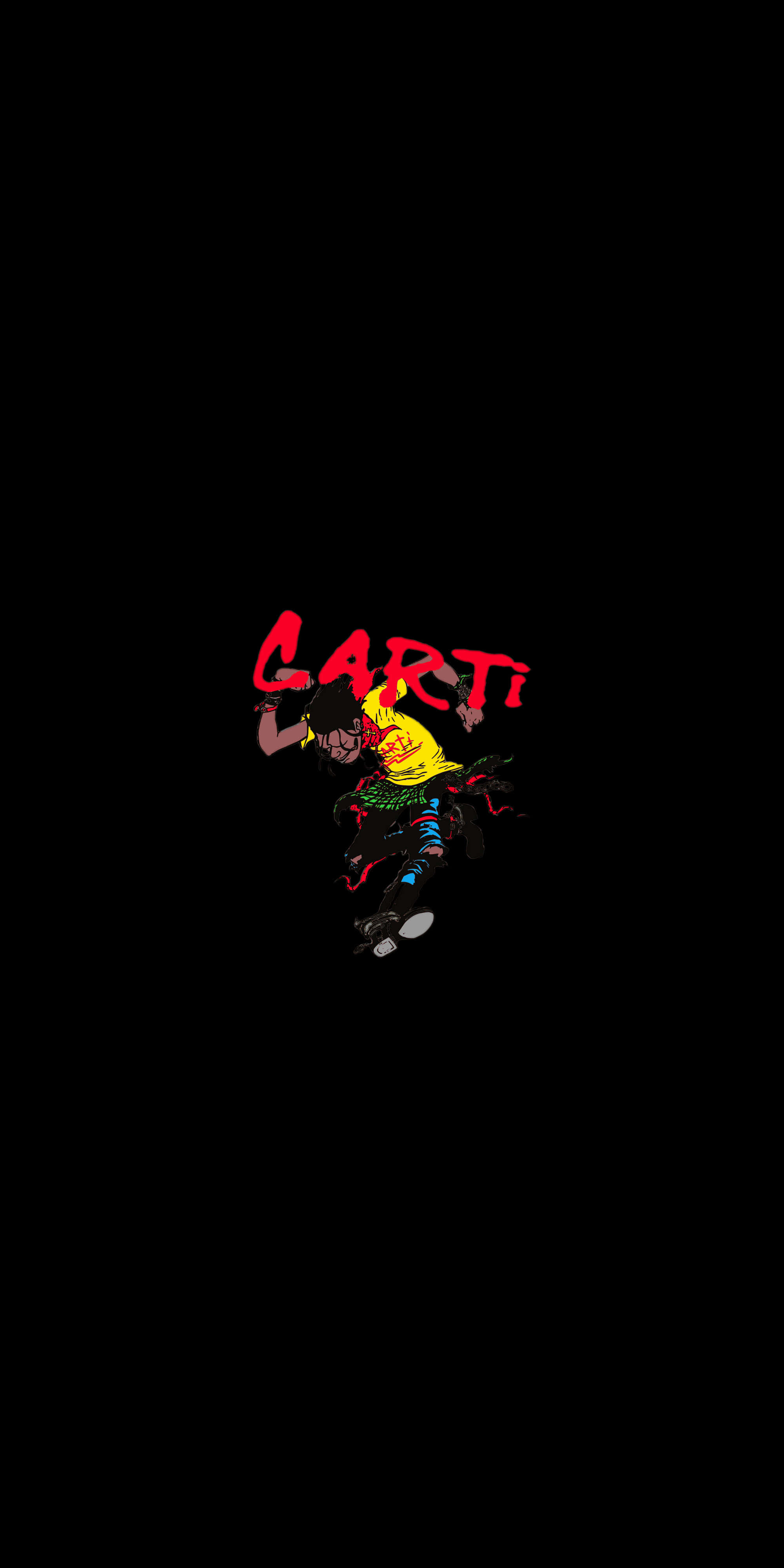 Carti Pfp, yellow hair, red text, 4K Phone Wallpaper