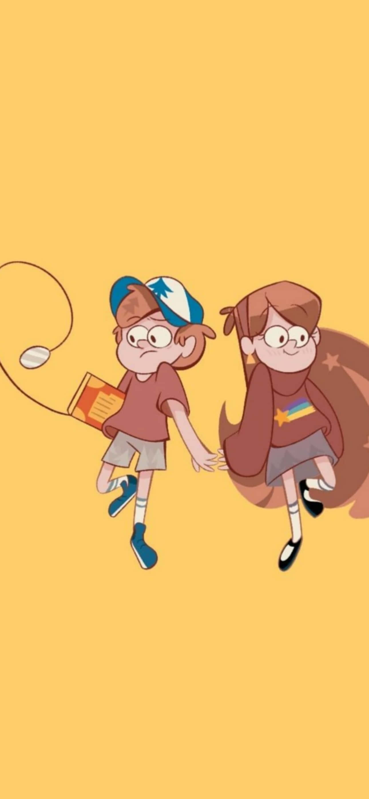 cartoon aesthetic iphone, animated kids, solid yellow background, 2K Phone Wallpaper