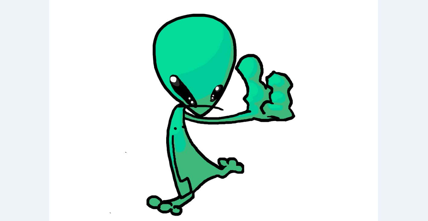 Cartoon Alien, green alien, big eyes, HD Desktop Wallpaper