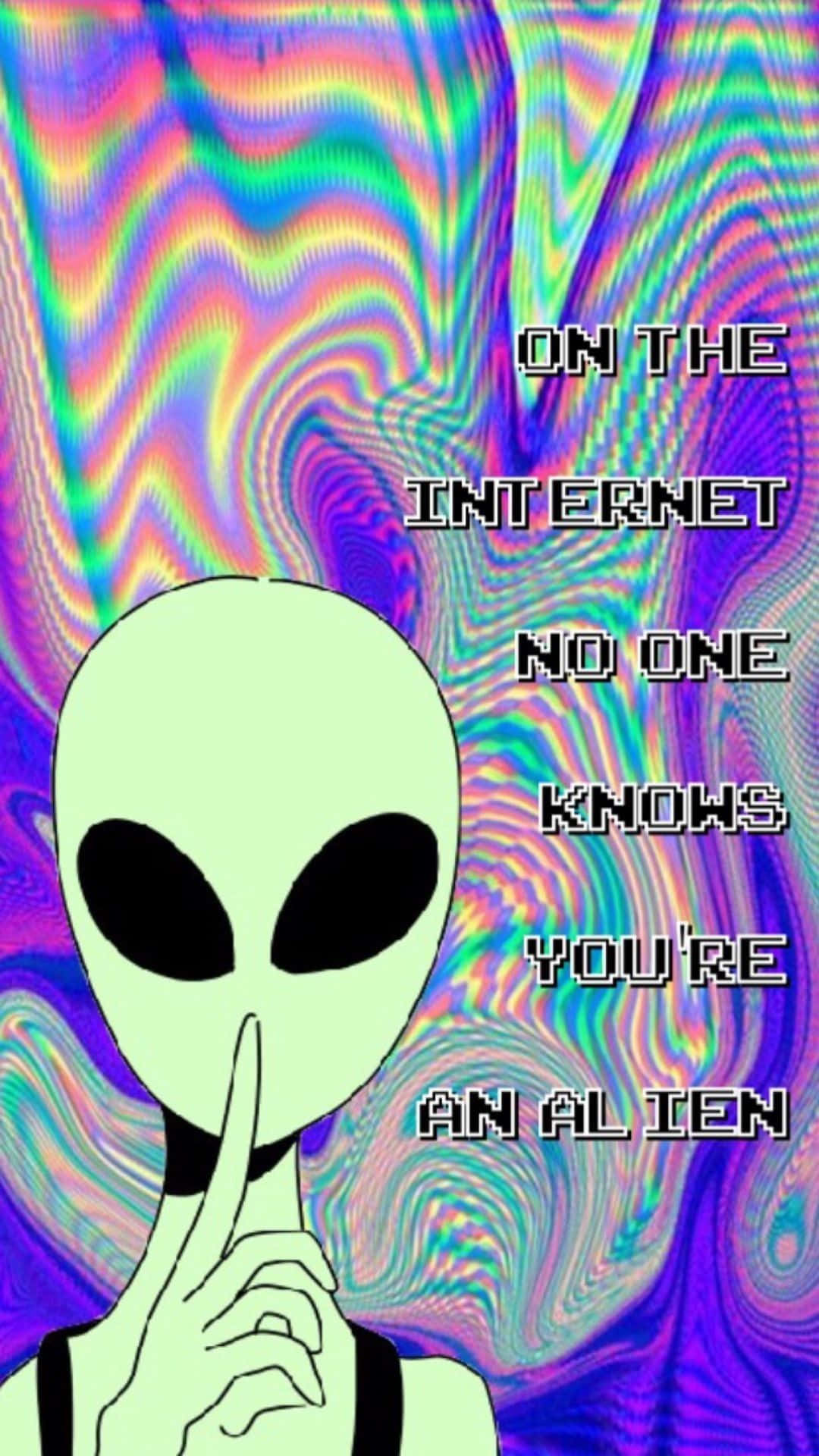 cartoon alien, green alien, finger to lips, Full HD Phone Wallpaper