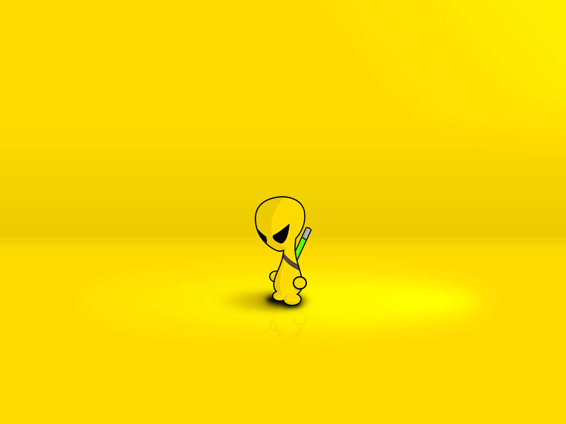 Cartoon Alien, yellow, gradient yellow void, Full HD Desktop Wallpaper