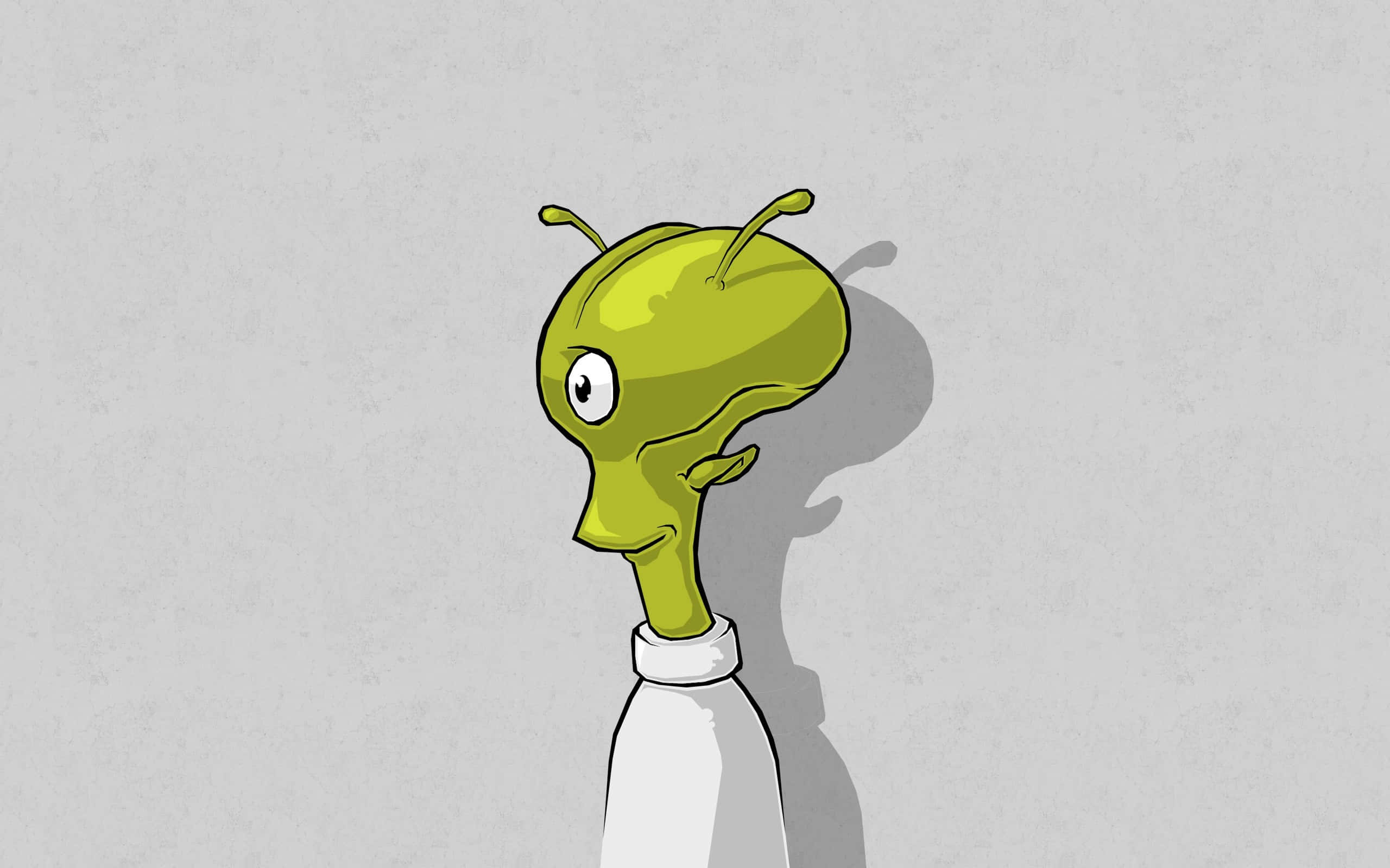 Cartoon Alien, green alien, big eyes, 2K Desktop Wallpaper