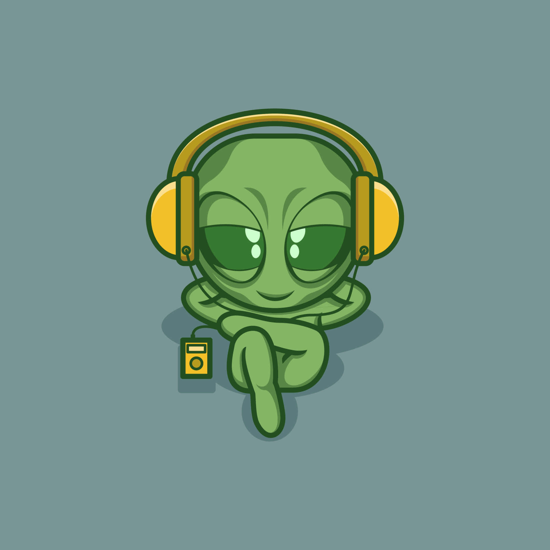 Cartoon Alien, green alien, big eyes, Full HD Desktop Wallpaper