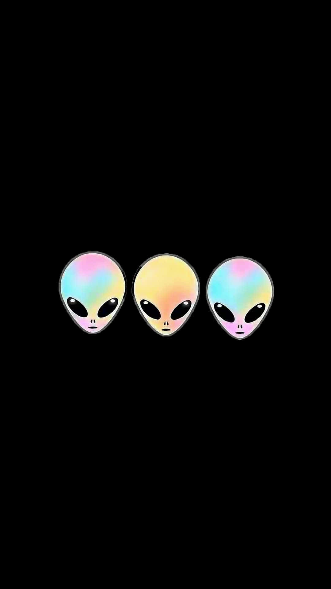 Cartoon Alien, iridescent, large black eyes, Full HD Phone Wallpaper
