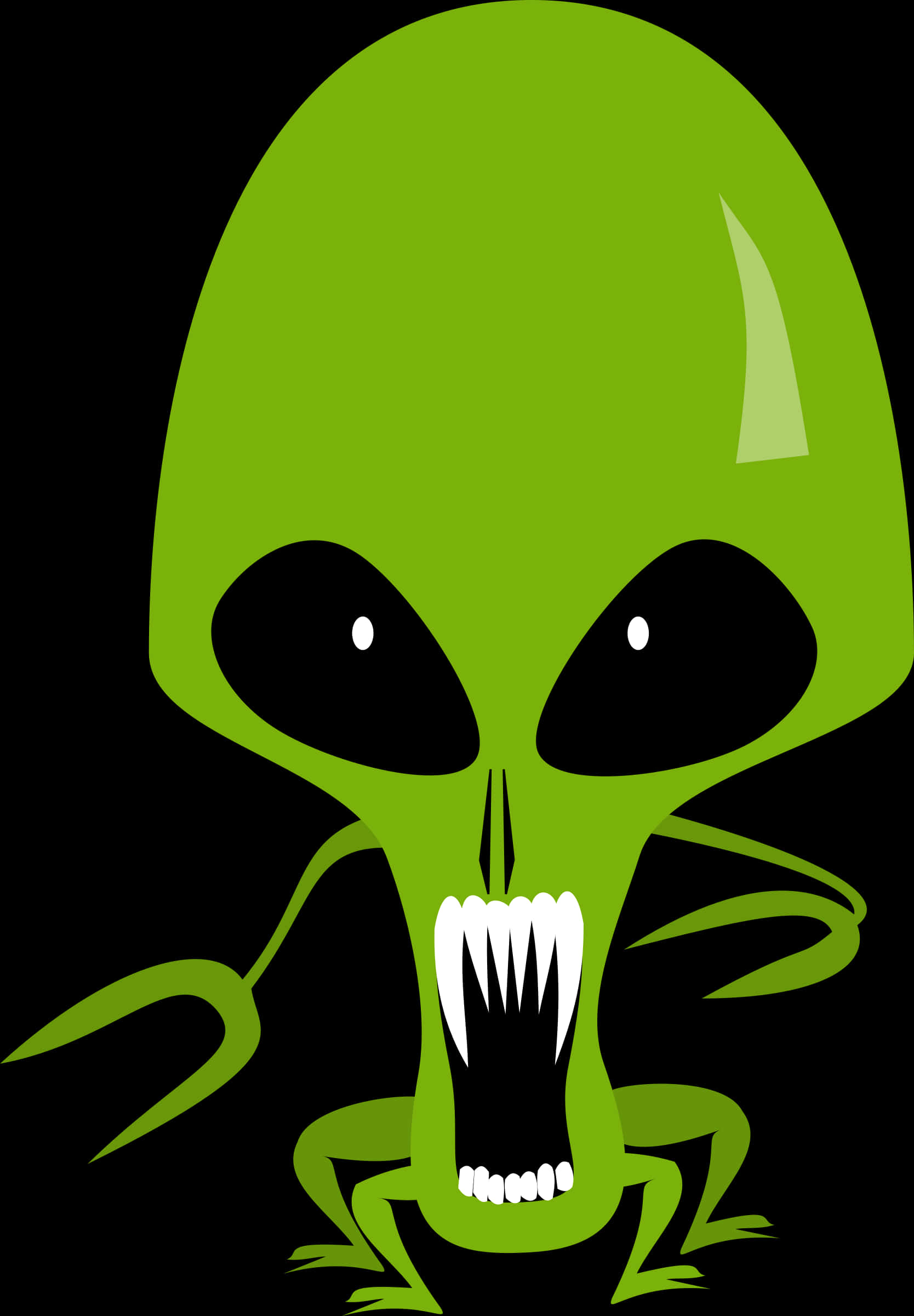 cartoon alien, green alien, large black eyes, Full HD Phone Wallpaper