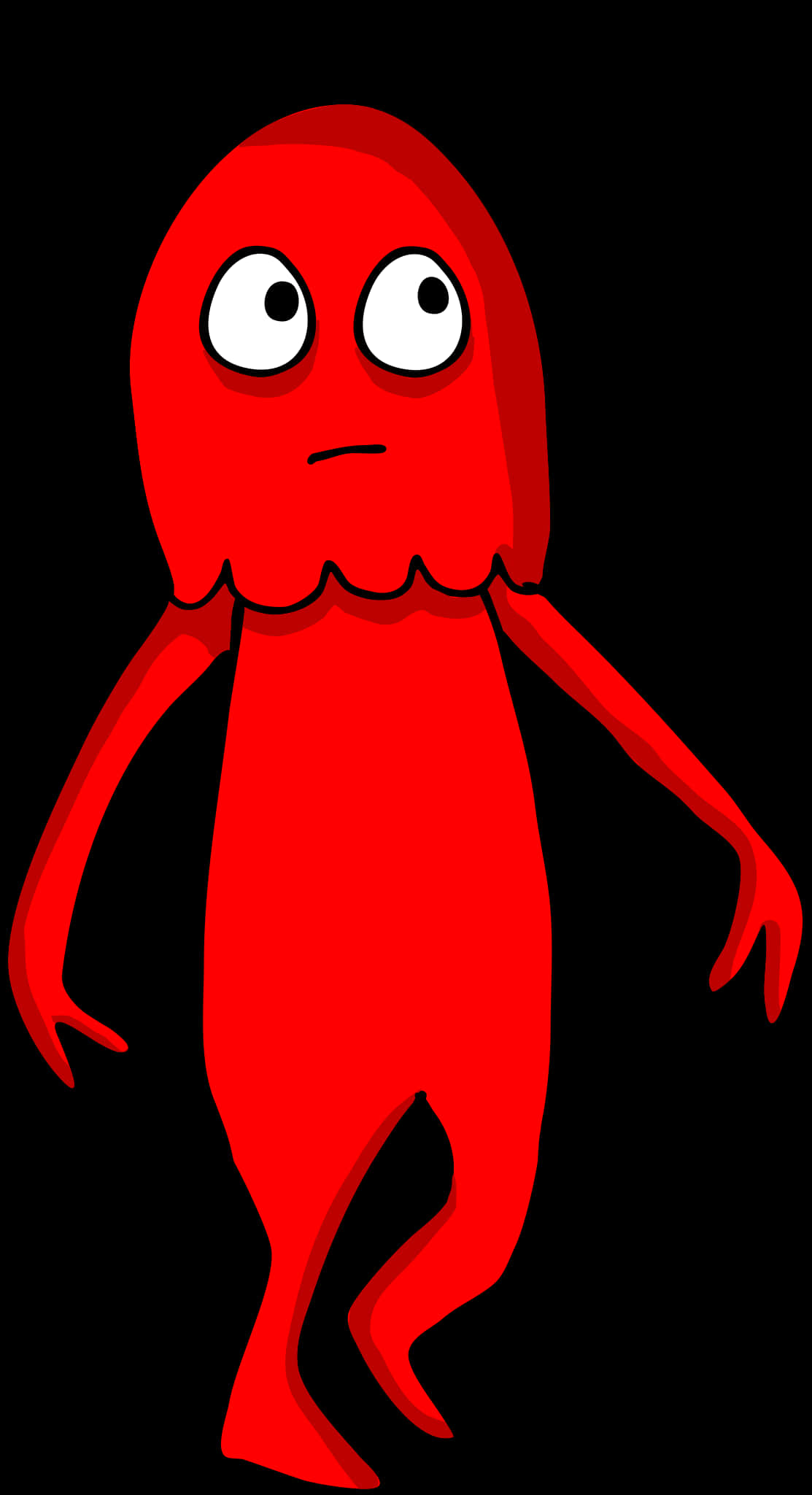 red cartoon alien character, cartoon red jellyfish-like creature, big eyes, Full HD Phone Wallpaper