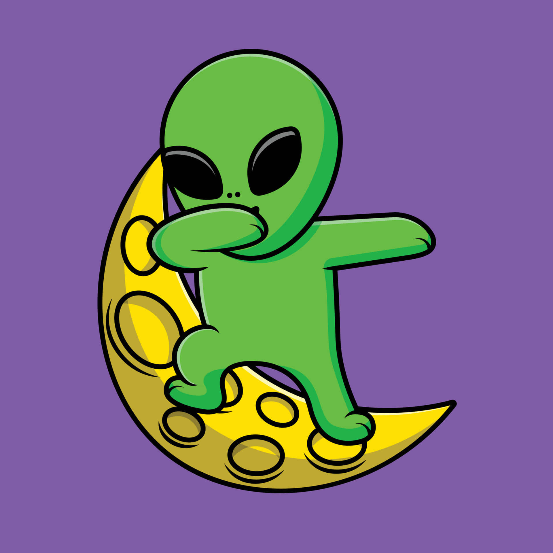 Cartoon Alien, green alien, dab pose, Full HD Desktop Wallpaper