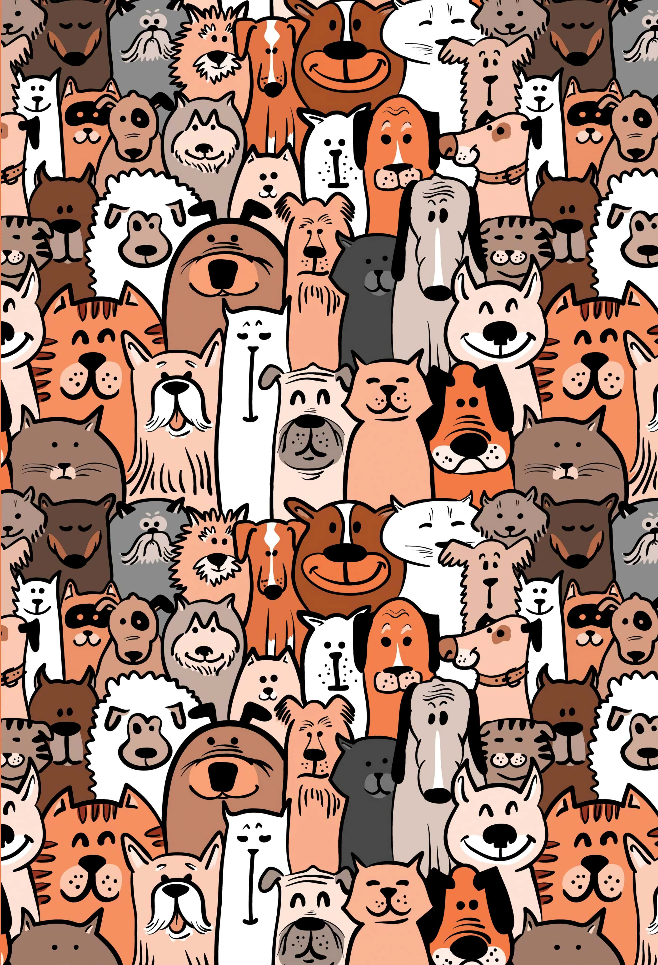 cartoon animal, cartoon dogs, cartoon cats, 4K Phone Wallpaper