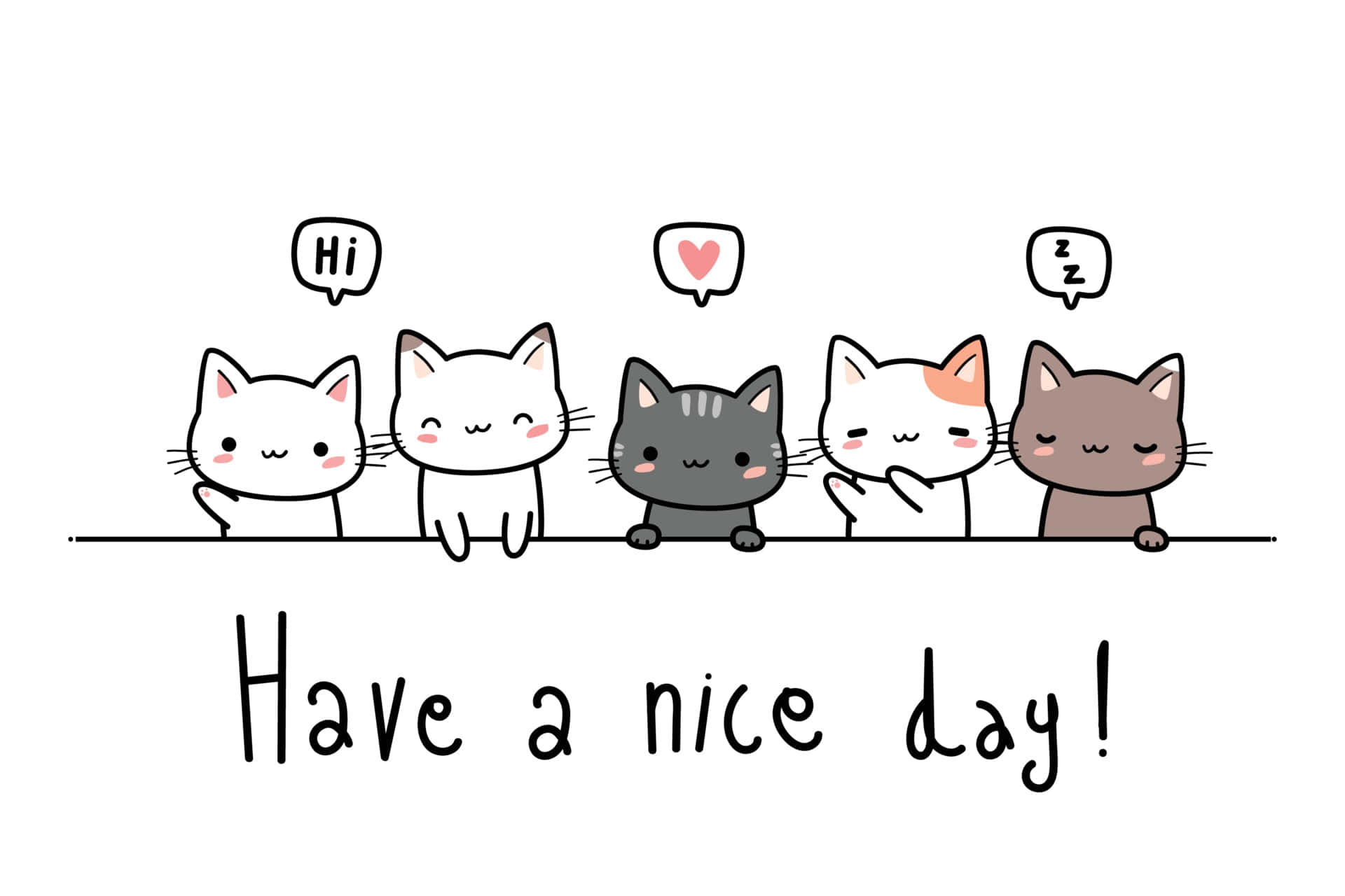 Cartoon Animal, cartoon cats, speech bubbles, Full HD Desktop Wallpaper