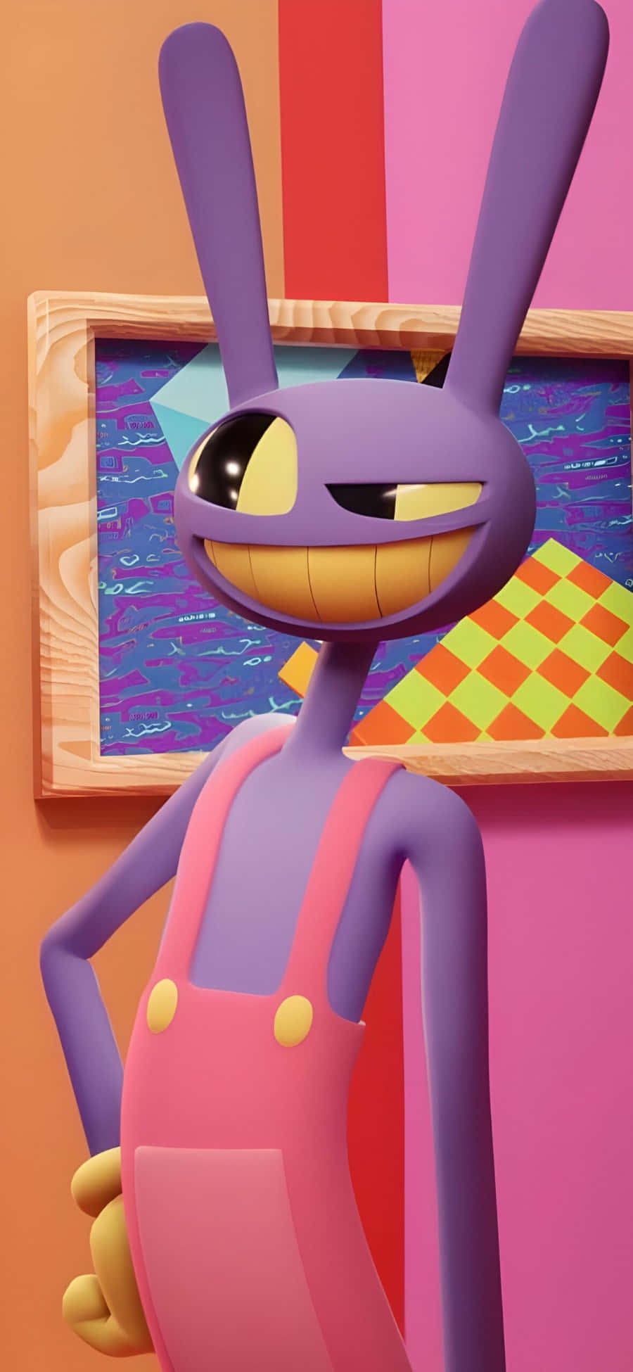 purple cartoon rabbit, one eye, wide grin, Full HD Phone Wallpaper