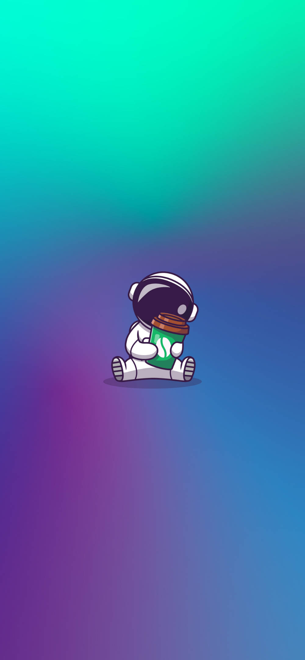 Cartoon Astronaut, coffee cup, vibrant gradient background, Full HD Phone Wallpaper