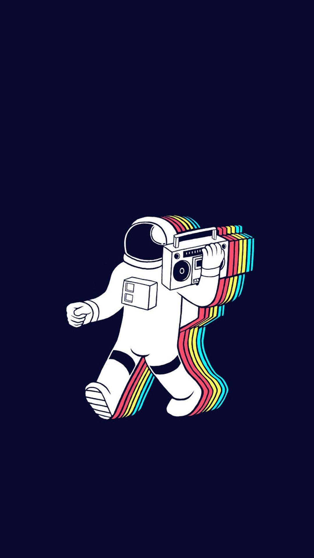 Cartoon Astronaut, stereo, rainbow boombox, Full HD Phone Wallpaper