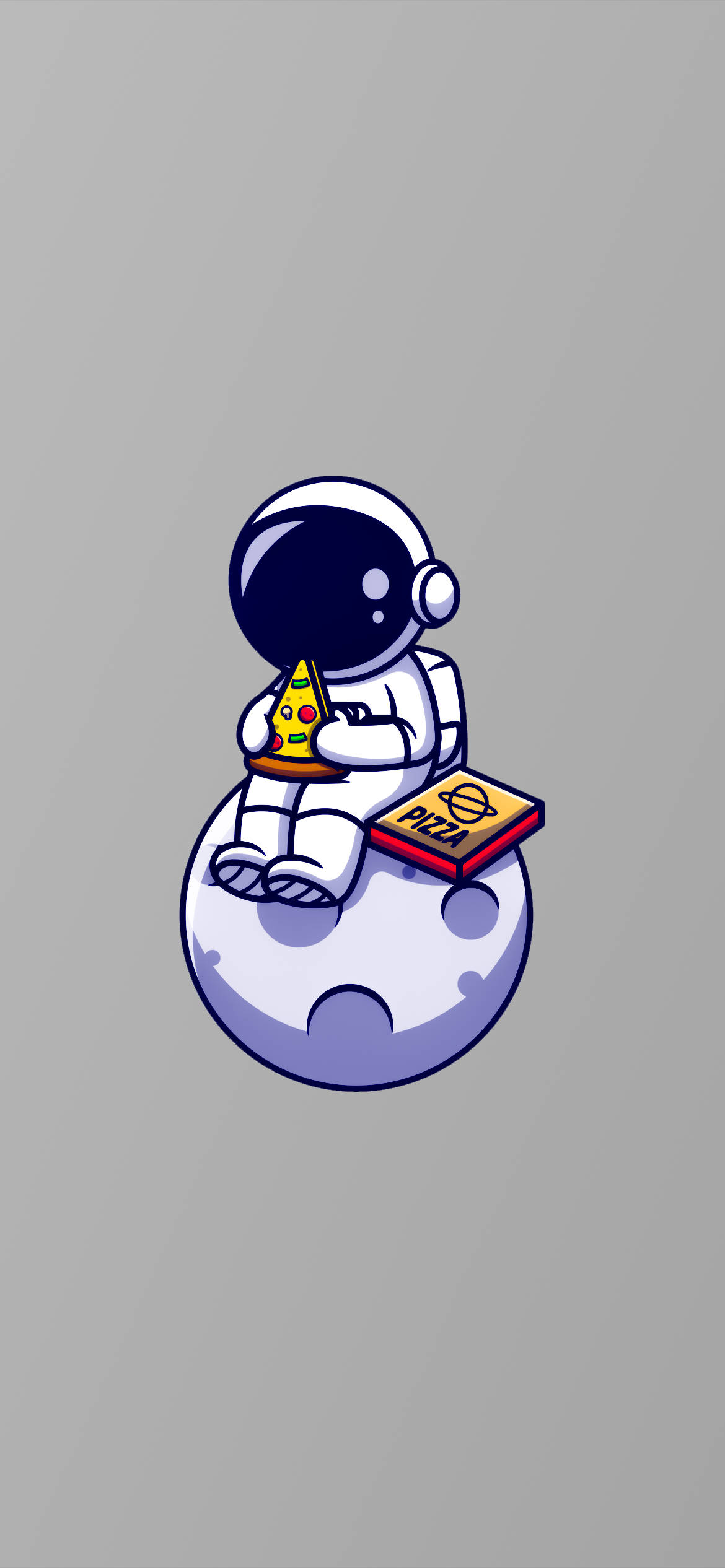 cartoon astronaut, moon, pizza slice, Full HD Phone Wallpaper