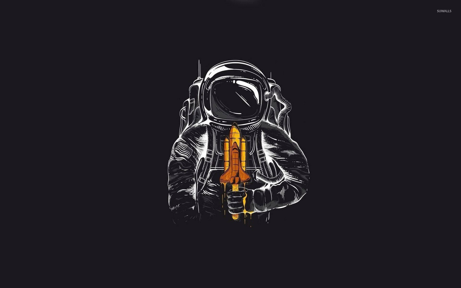 cute little astronaut, glowing orange space shuttle, detailed suit, Full HD Desktop Wallpaper