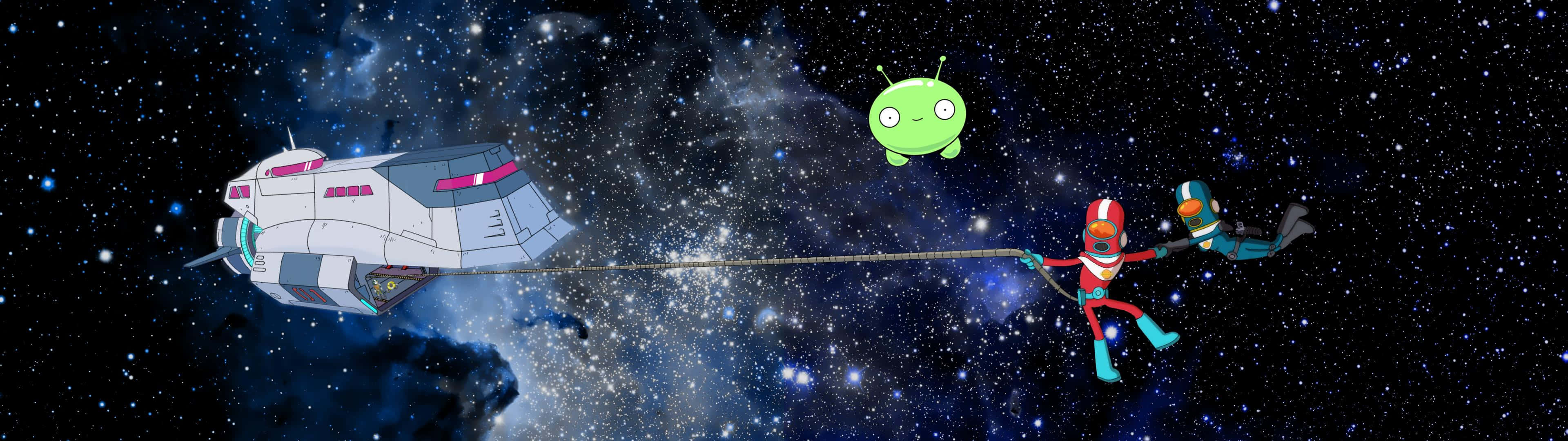 Cartoon Animation, space tethered, spaceship, 4K Desktop Wallpaper