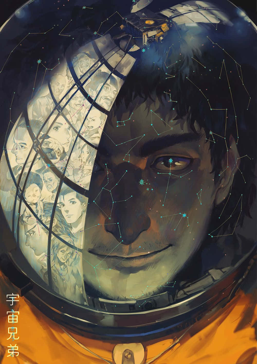 Astronaut, orange suit, helmet visor, HD Phone Wallpaper