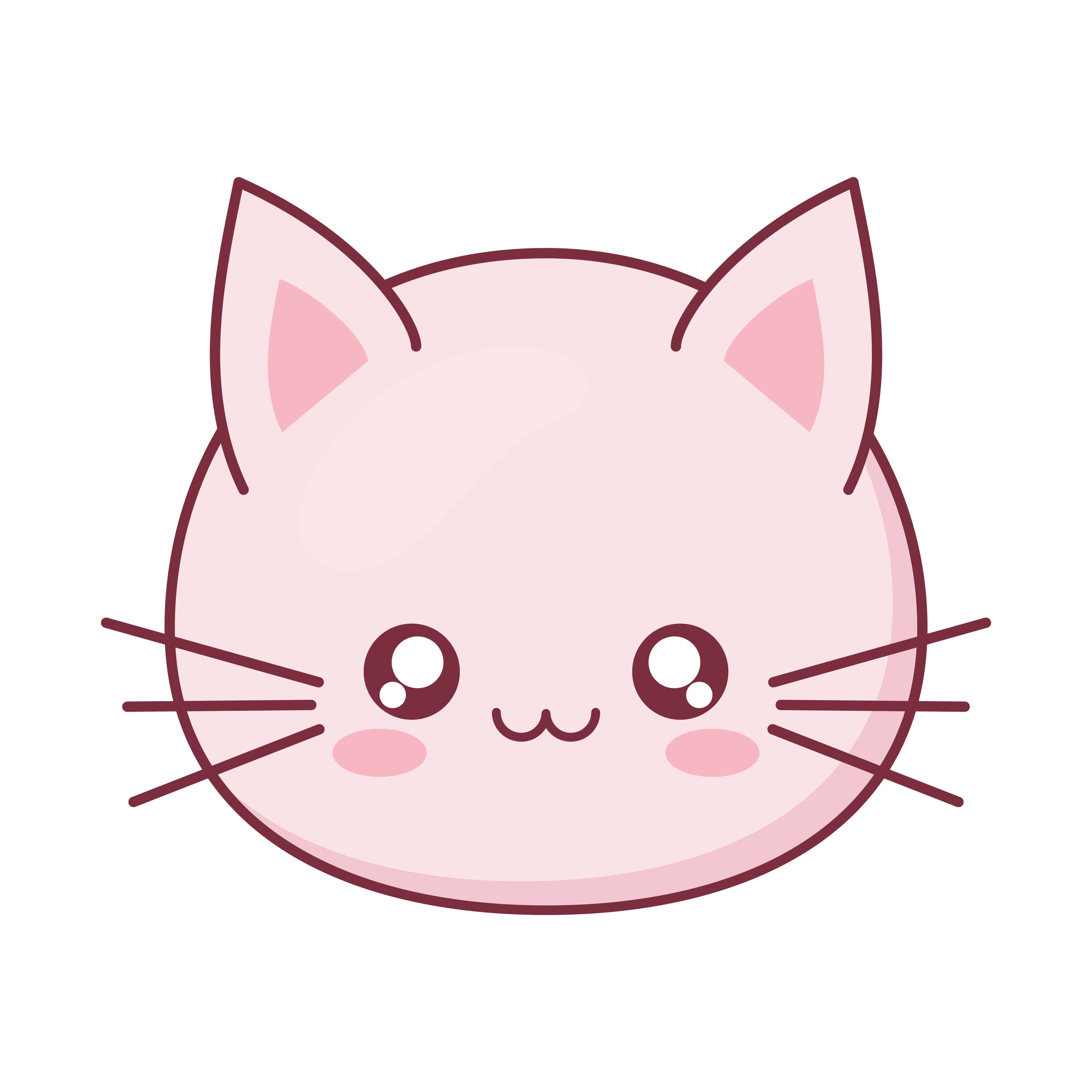 round cartoon cute cat, pink cartoon cat, big round eyes, 2K Desktop Wallpaper