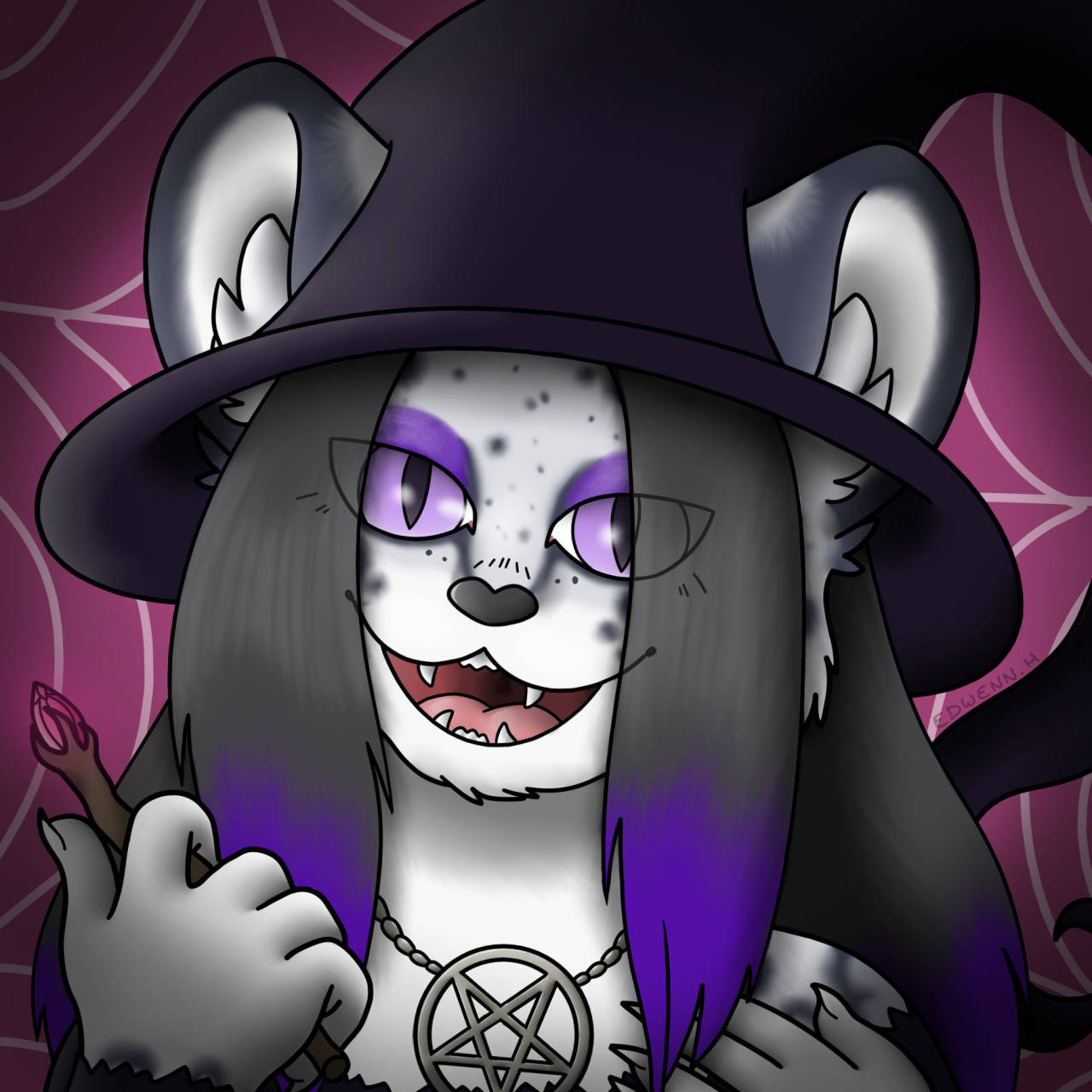 cartoon cat, witch, purple eyes, HD Desktop Wallpaper