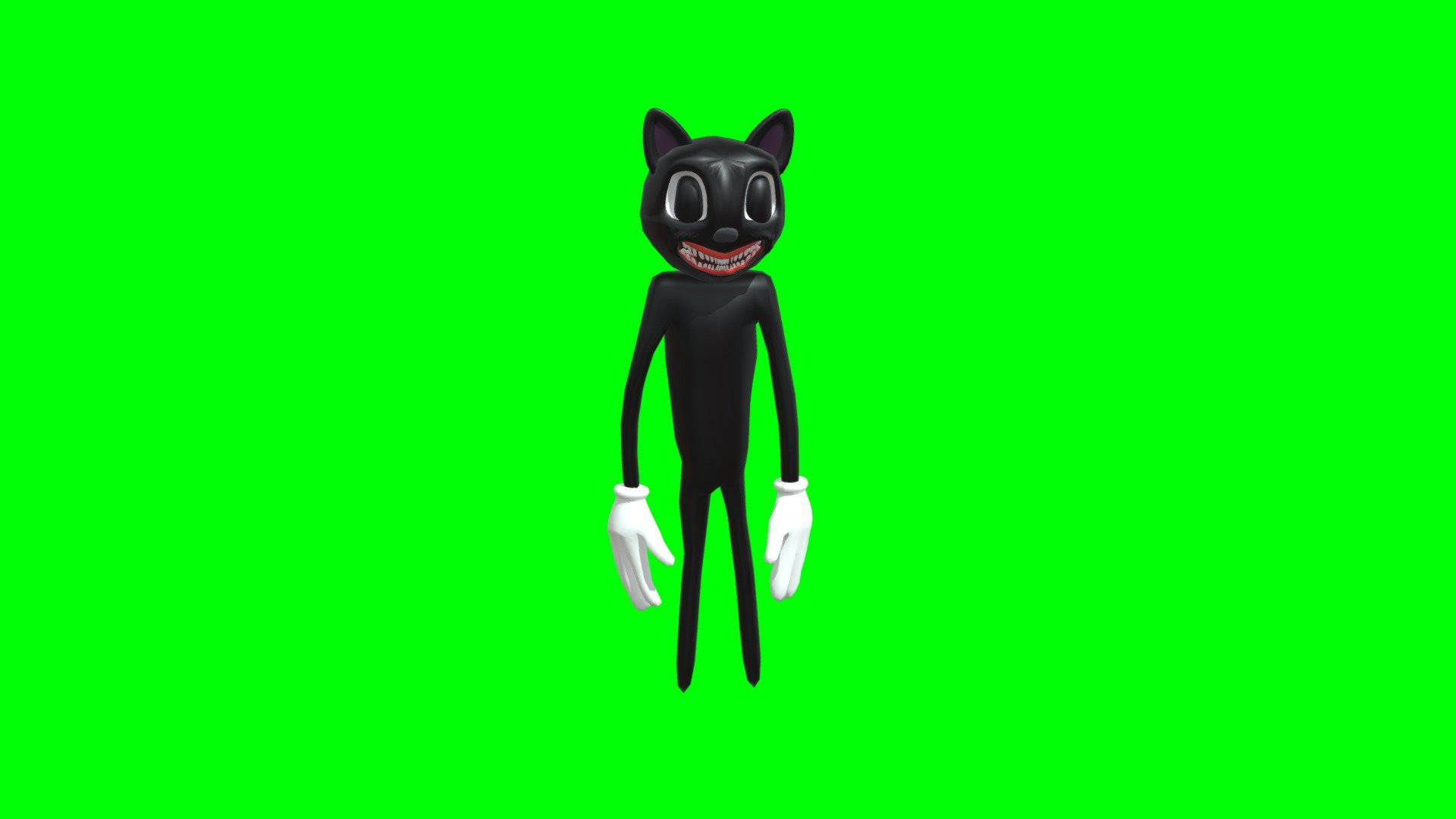 green screen, 3d-rendered, black cat-like figure, Full HD Desktop Wallpaper