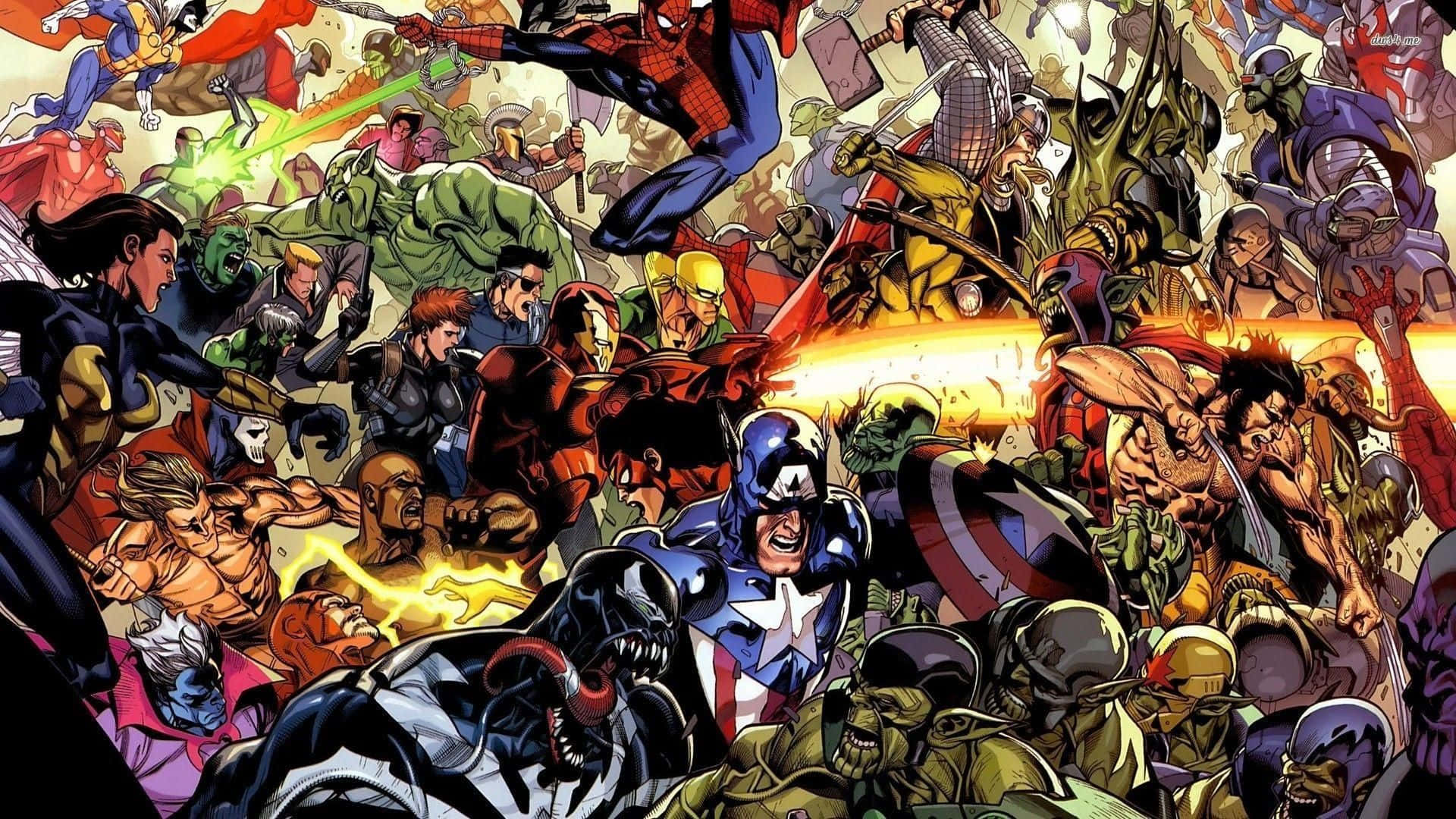 comic book illustration, superheroes, villains, Full HD Desktop Wallpaper