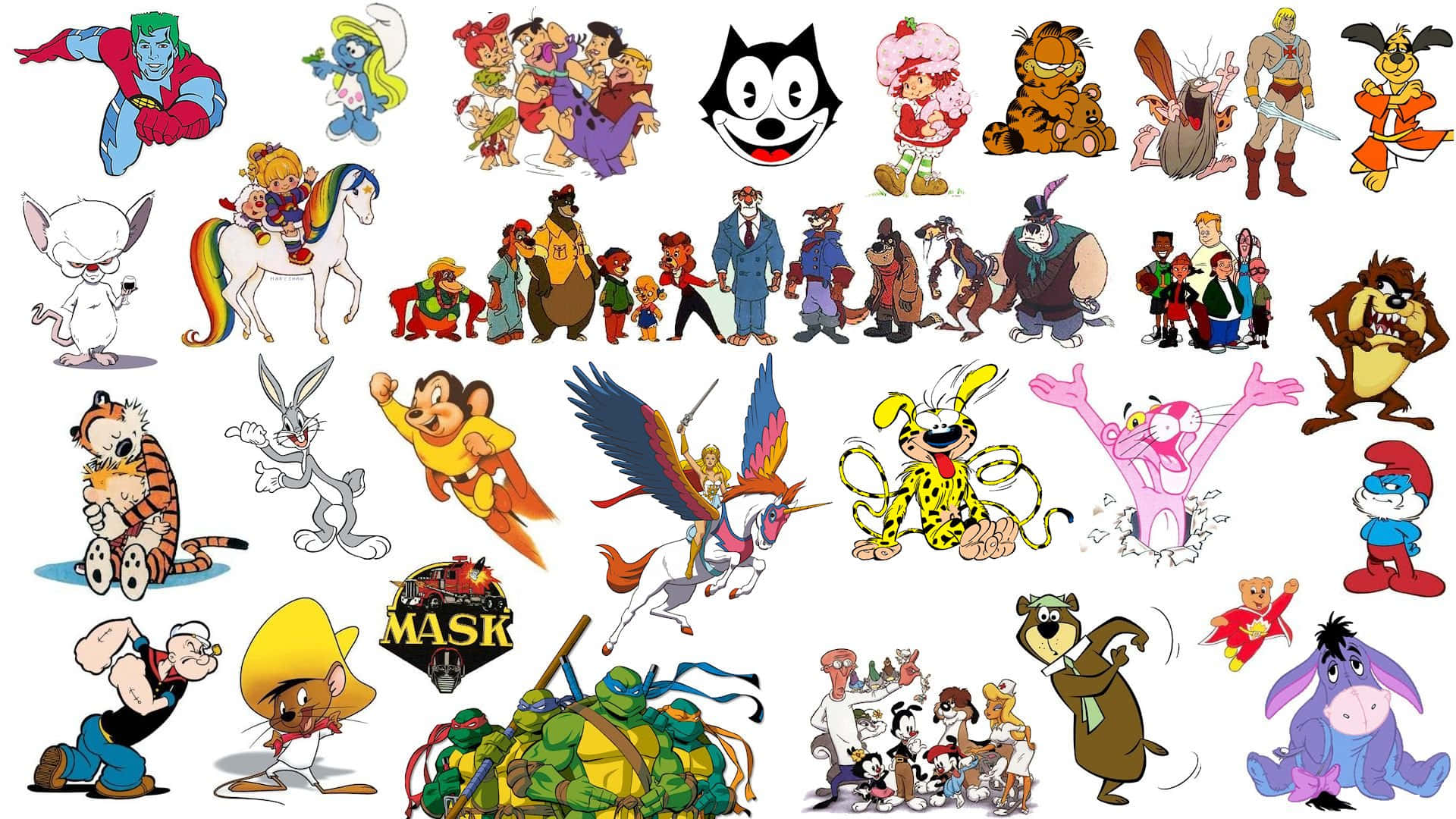 Cartoon Collage, classic cartoon characters, animated shows, Full HD Desktop Wallpaper