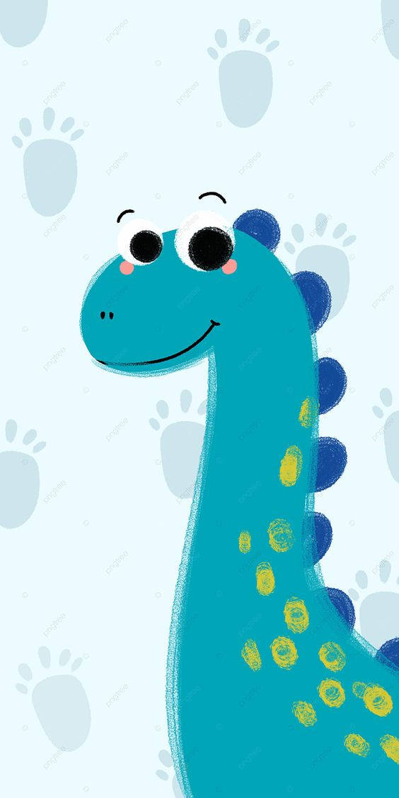 Cartoon Dinosaur Phone, turquoise, yellow spots, SD Phone Wallpaper