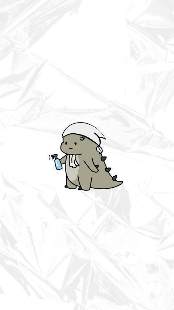 cartoon dinosaur, surgical mask, spray bottle, SD Phone Wallpaper