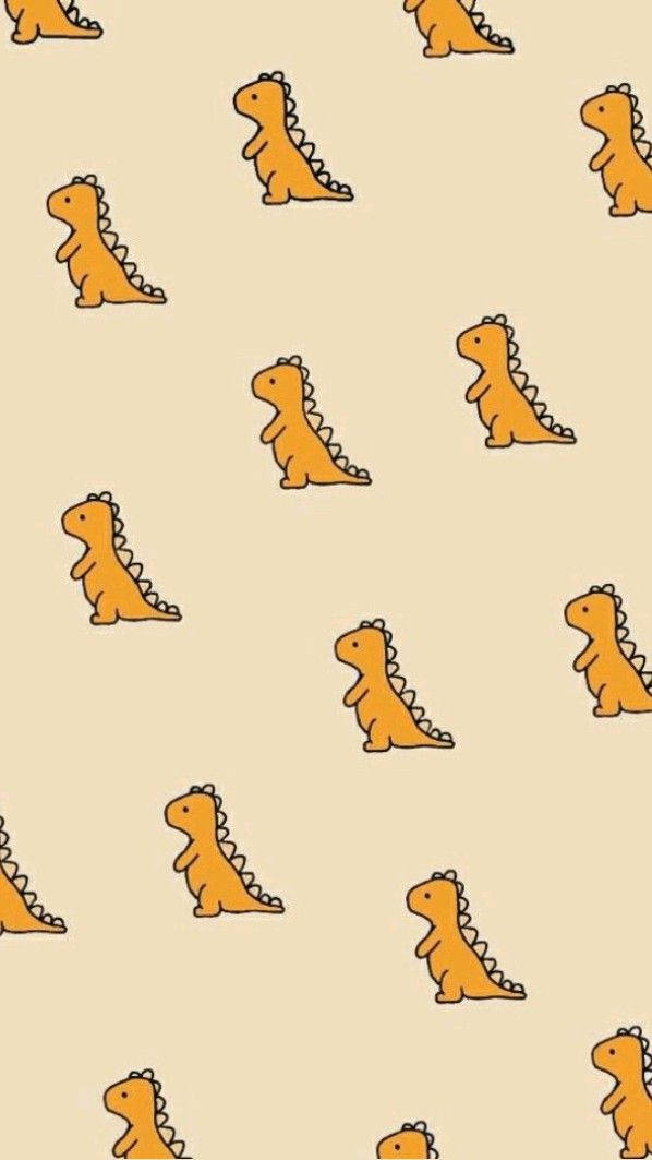 Cartoon Dinosaur Phone, orange cartoon dinosaurs, black outlines, SD Phone Wallpaper