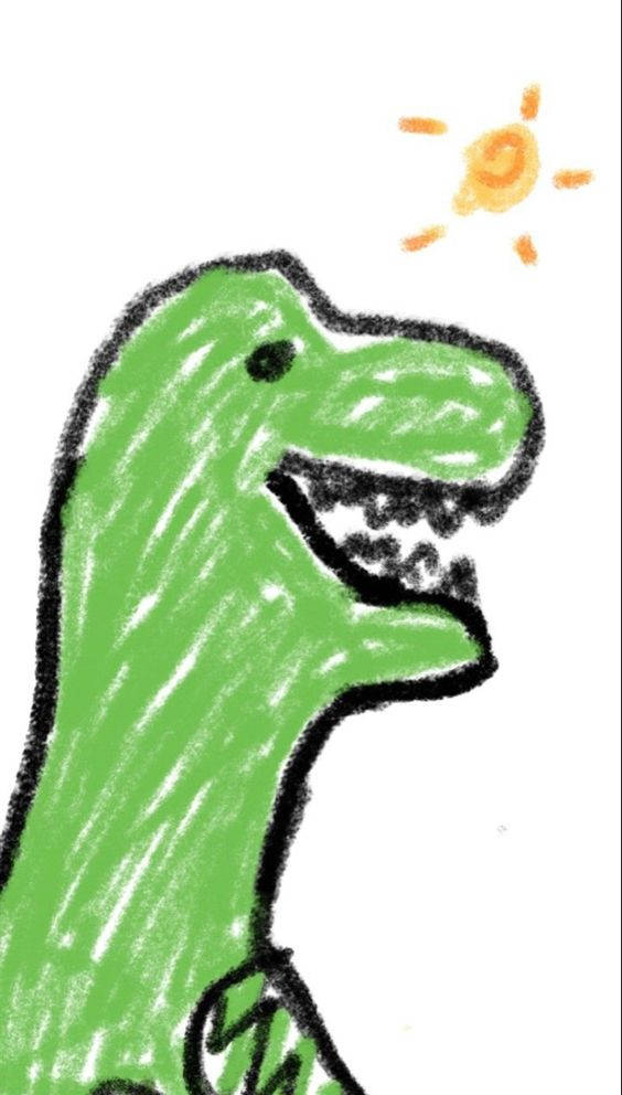 cartoon dinosaur phone, green dinosaur, toothy grin, SD Phone Wallpaper