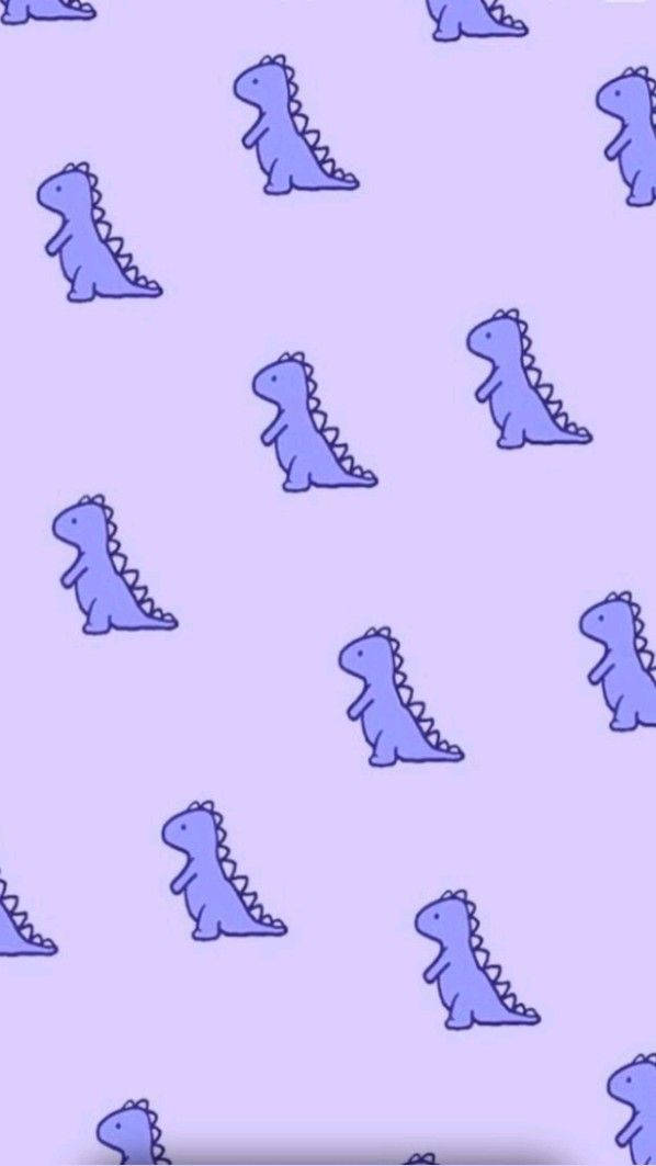 Cartoon Dinosaur Phone, soft lavender background, cute blue cartoon dinosaurs, SD Phone Wallpaper