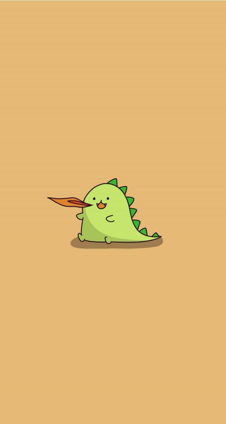 cartoon dinosaur, green, long orange beak, HD Phone Wallpaper