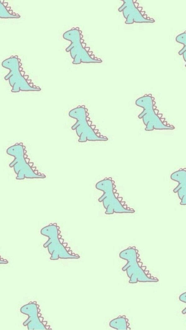 Cartoon Dinosaur Phone, pastel blue, pink spines, SD Phone Wallpaper