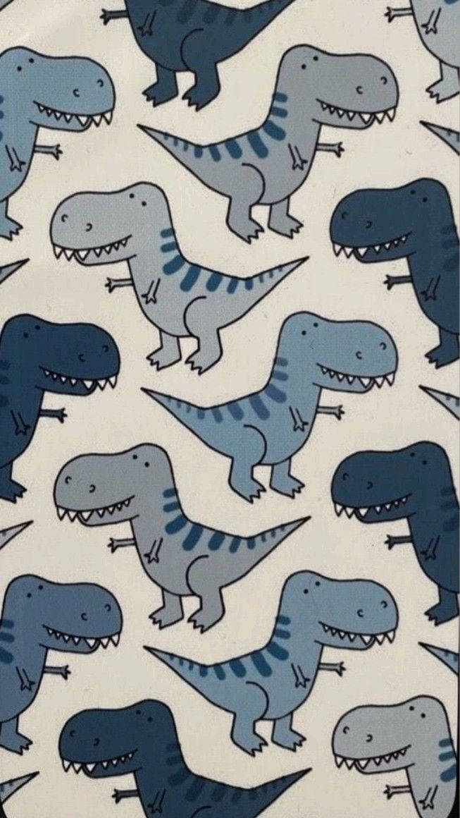 cartoon t rex dinosaurs, blue and gray, cream background, SD Phone Wallpaper