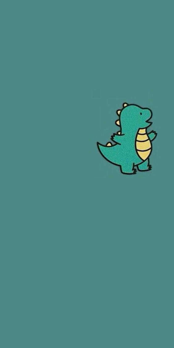 cartoon dinosaur, teal, yellow stripes, SD Phone Wallpaper