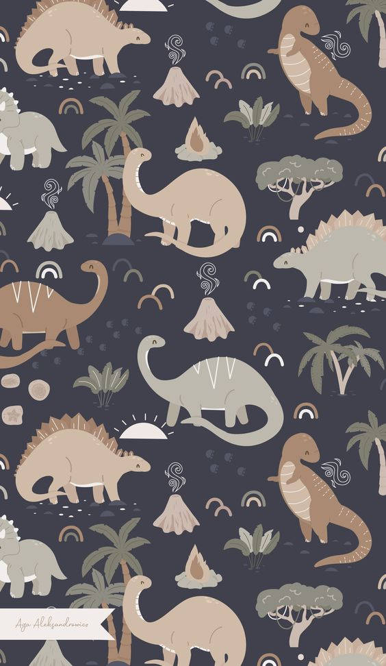 Cartoon Dinosaur Phone, beige, gray, SD Phone Wallpaper