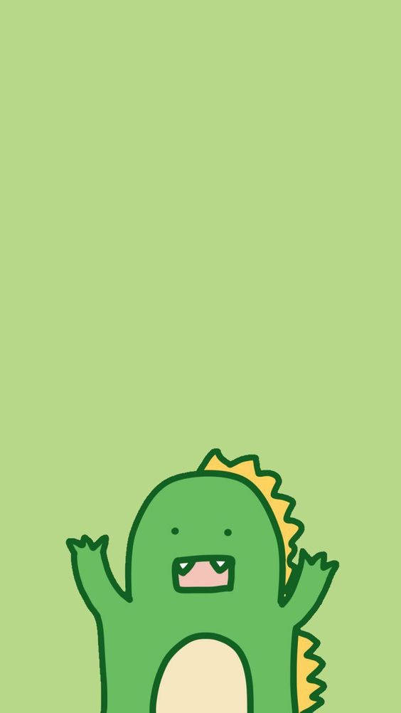 Cartoon Dinosaur Phone, green, yellow spikes, SD Phone Wallpaper