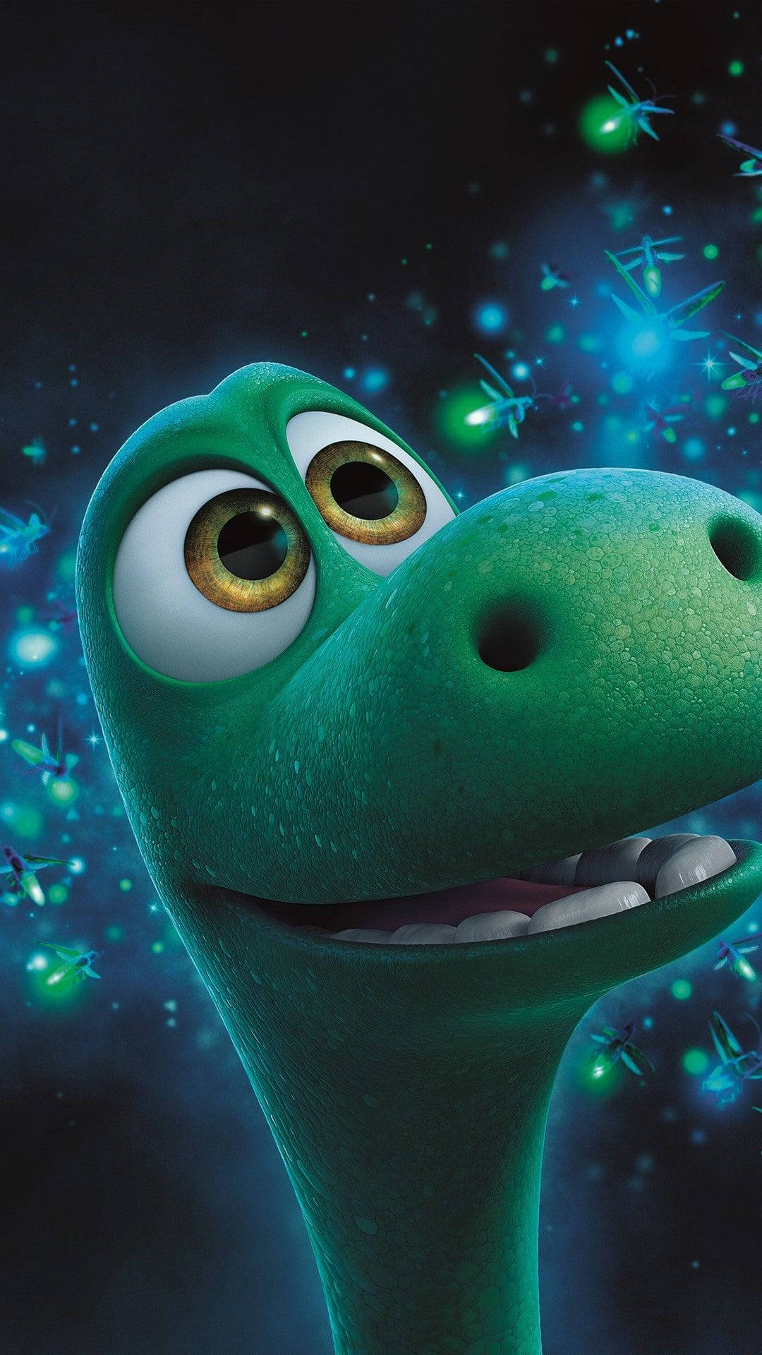 Cartoon Dinosaur Phone, green animated dinosaur, wide eyes, Full HD Phone Wallpaper