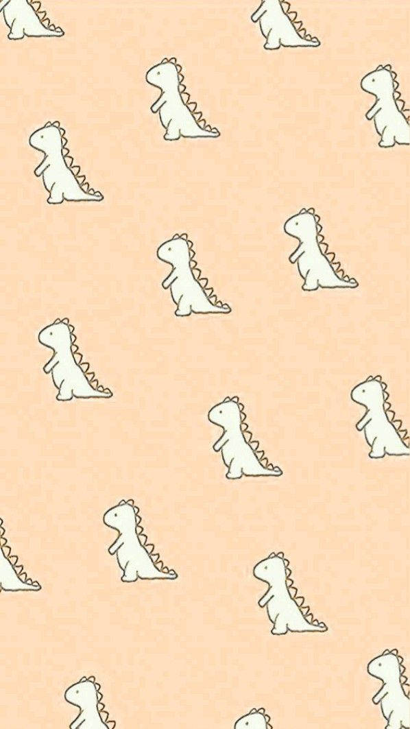 Cartoon Dinosaur Phone, white, line-drawn dinosaurs, SD Phone Wallpaper