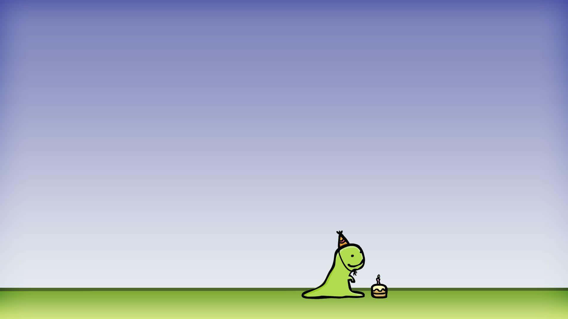 cartoon dinosaur, green cartoon dinosaur, party hat, Full HD Desktop Wallpaper