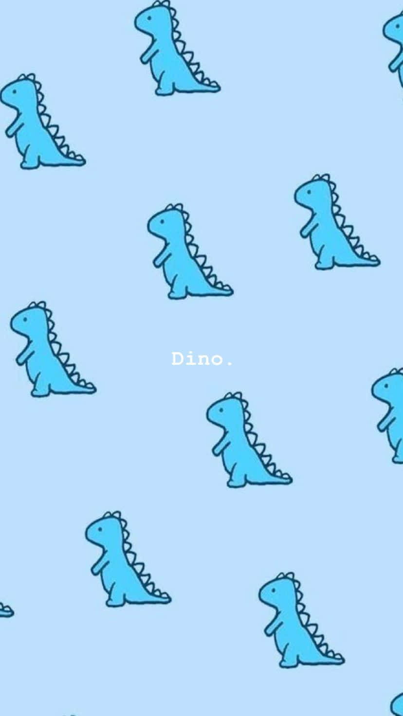 cartoon dinosaur, light blue, soft sky-blue background, HD Phone Wallpaper