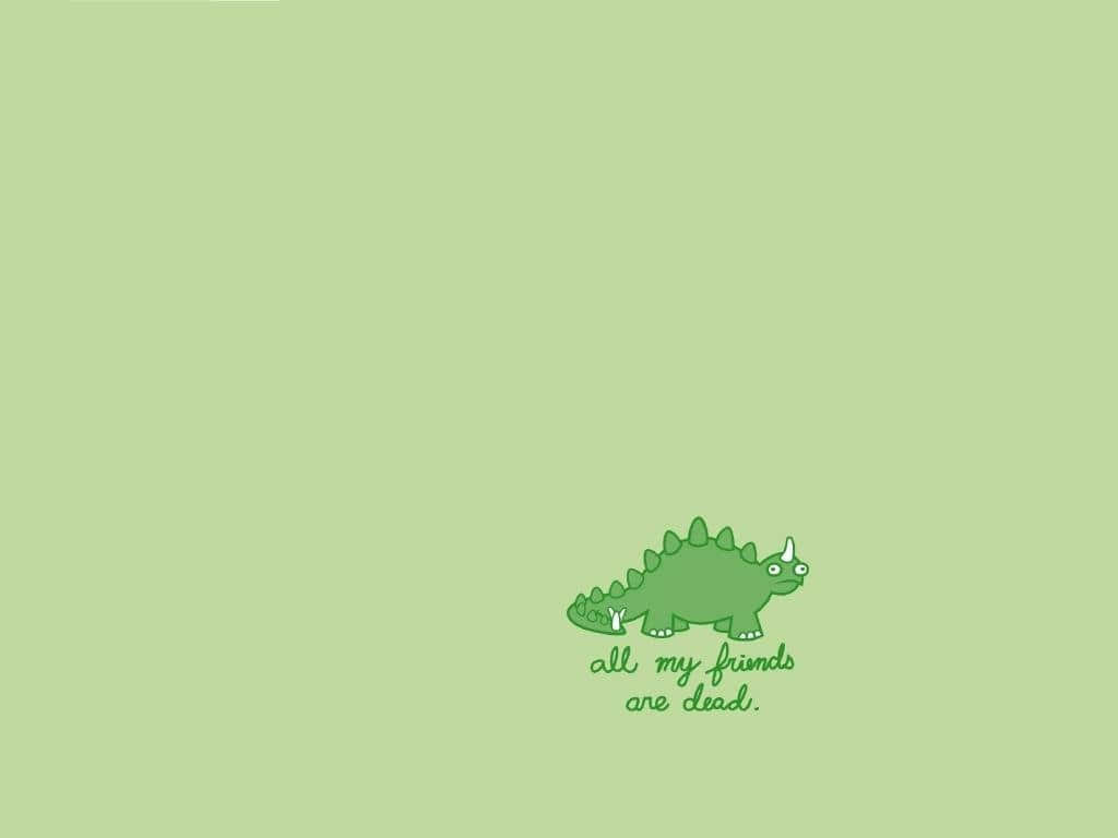 Cartoon Dinosaur, minimalist green cartoon stegosaurus, horn, SD Desktop Wallpaper