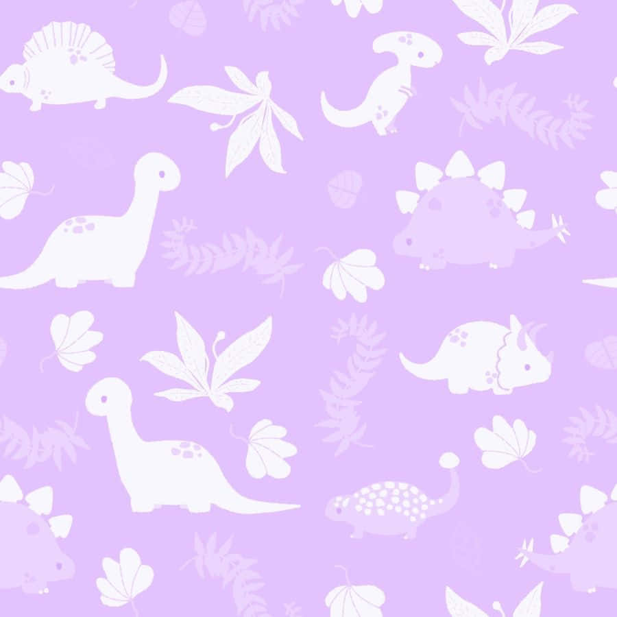 cartoon dinosaur, lavender, white silhouettes, SD Desktop Wallpaper