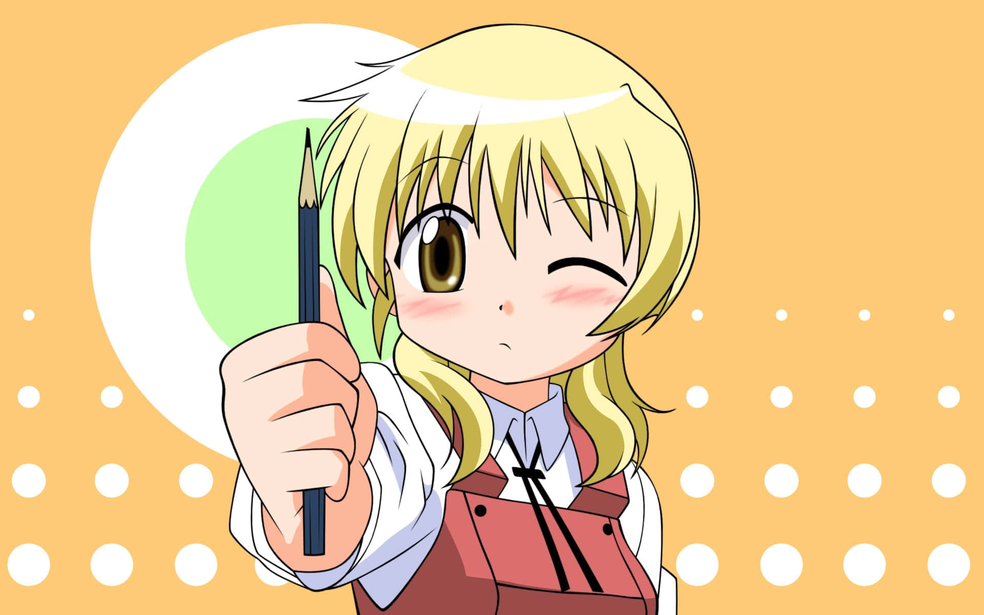 cartoon drawing, anime girl, blonde hair, Full HD Desktop Wallpaper